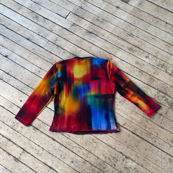 Vintage 1990s Libra Abstract Semi Sheer Blouse - Picture 7 of 8